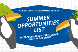 Summer Opportunities list with toucans